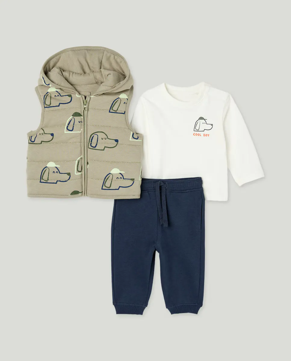 

Комплект из 3 предметов: длинный жилет с принтом для мальчика Baby El Corte Inglés, цвет 520 Kaki