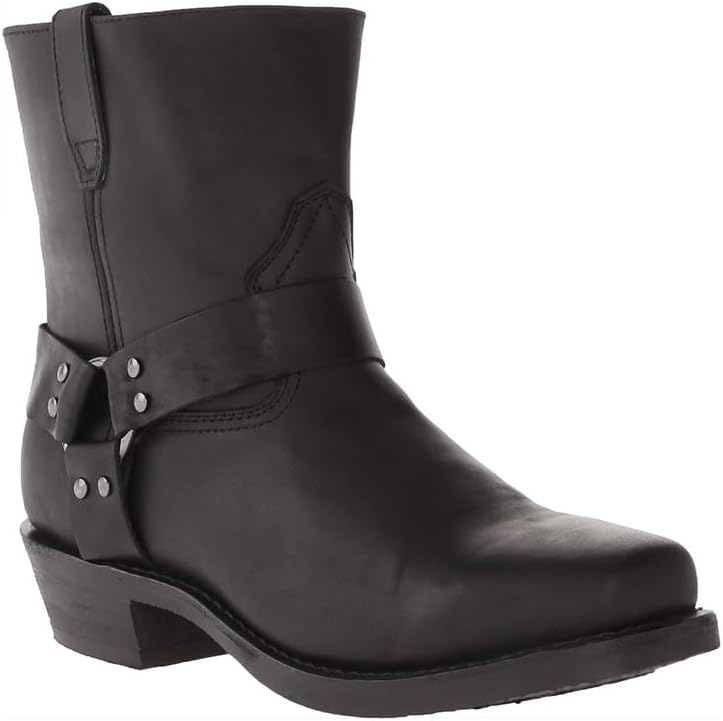 

Мужские ковбойские сапоги XBTEVUDAK с наружной молнией, противоскользящие, износостойкий каблук, классические короткие сапоги, осень-зима, традиционные сапоги, черный