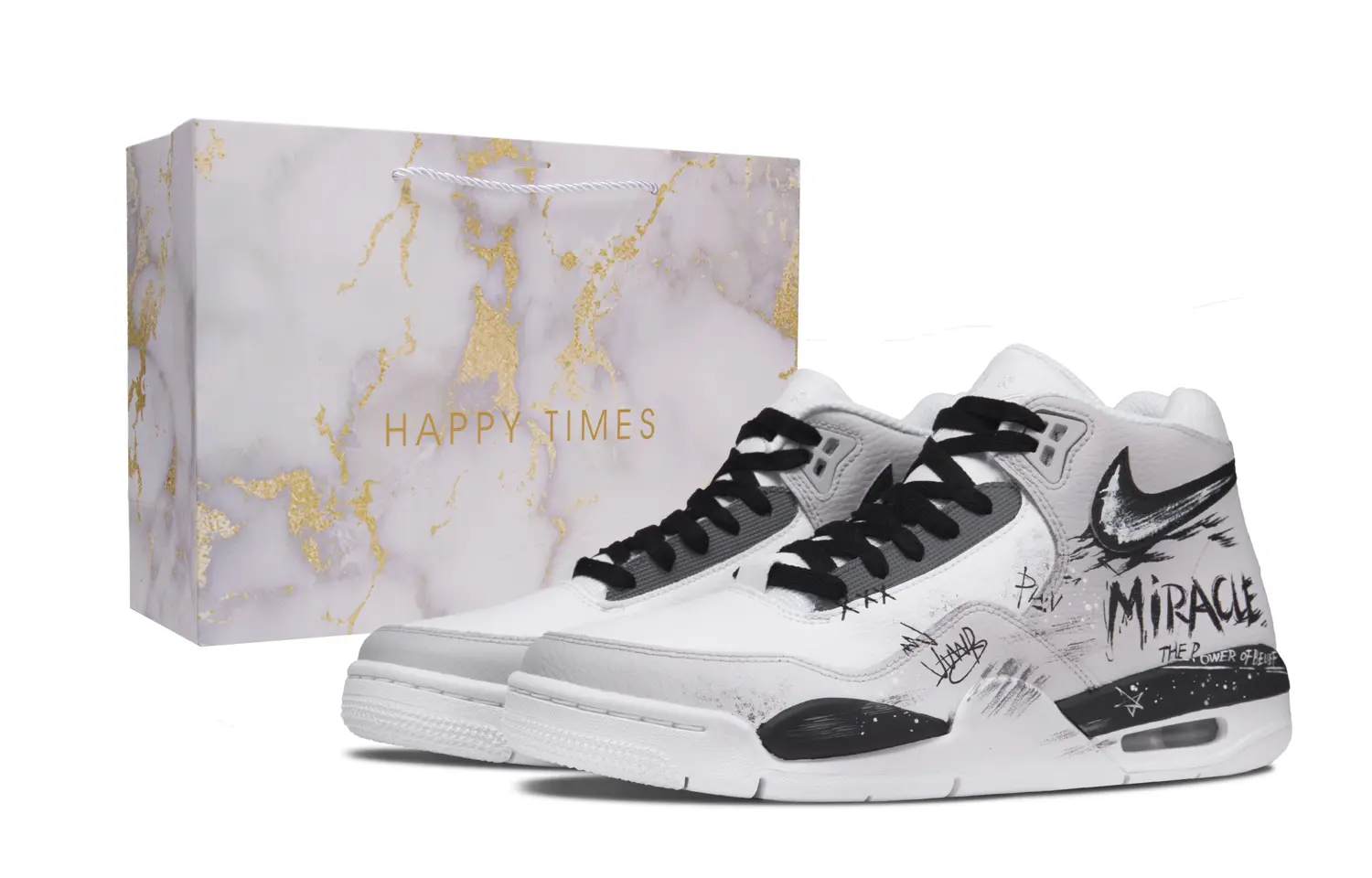 

Nike Flight Legacy Gray Trajectory Abrasion Resistant Mid top Vintage Basketball Shoes мужские черно-бело-серые