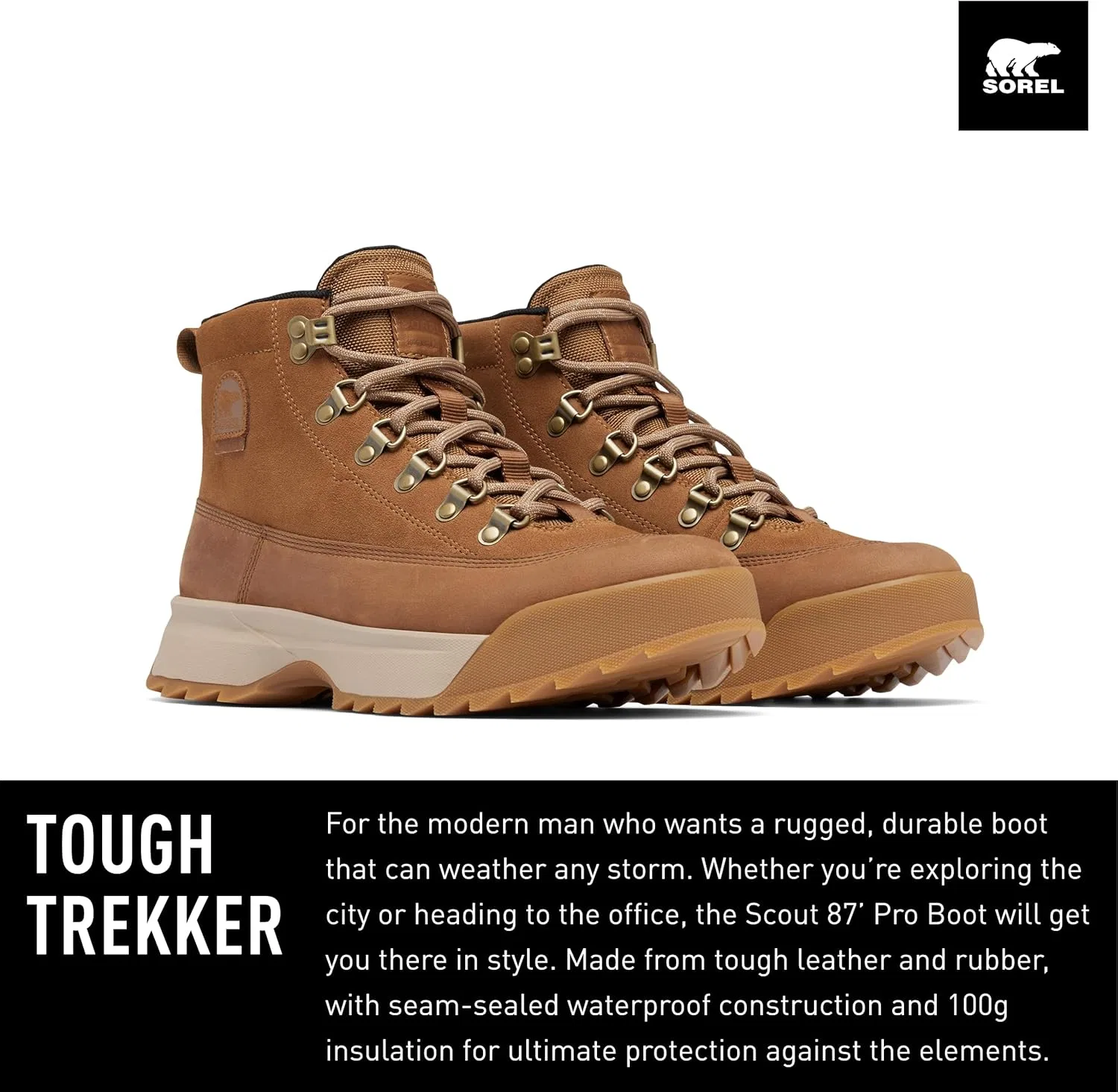 Водонепроницаемые мужские ботинки SOREL Scout 87 Pro Plus, Elk Velvet Tan — фото 3