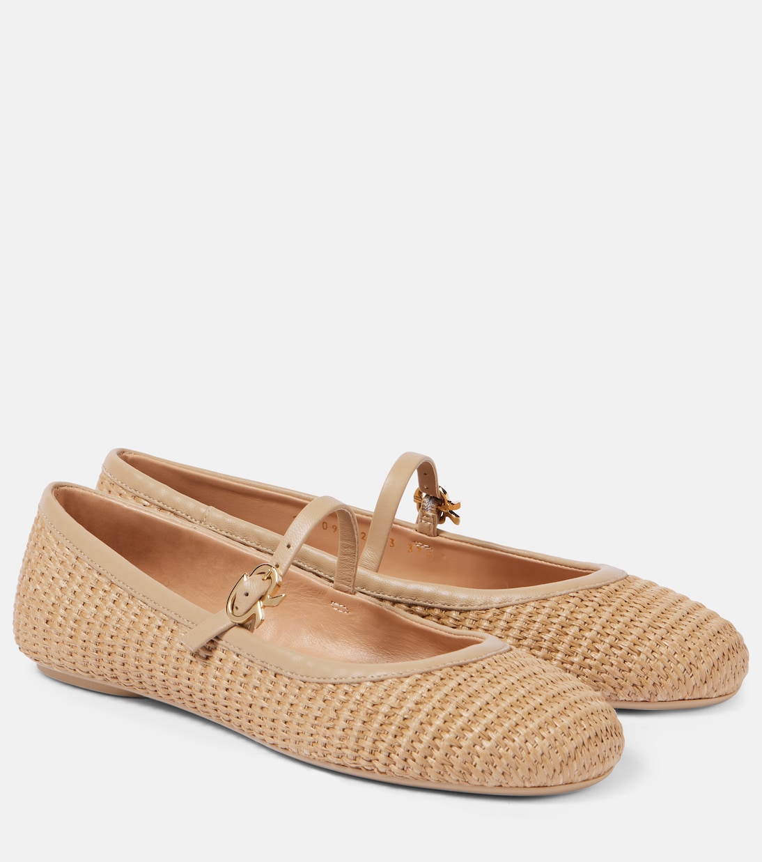 Балетки Carla с кожаной отделкой Gianvito Rossi, Naturale+Sand