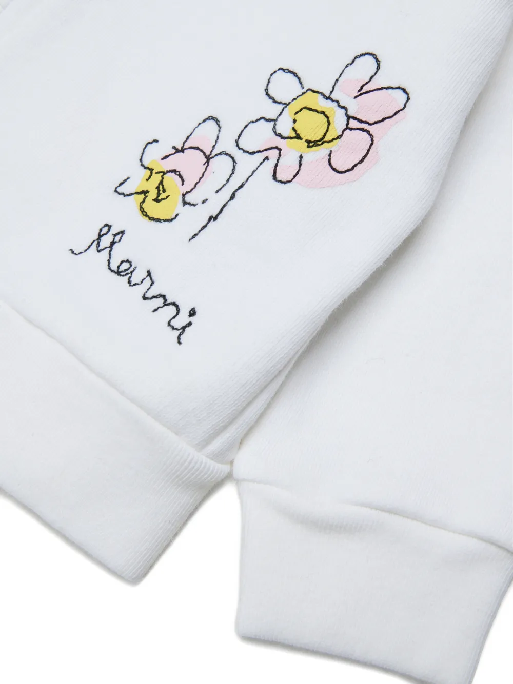Свитшот на молнии с цветочным принтом Marni Kids, белый — фото 4