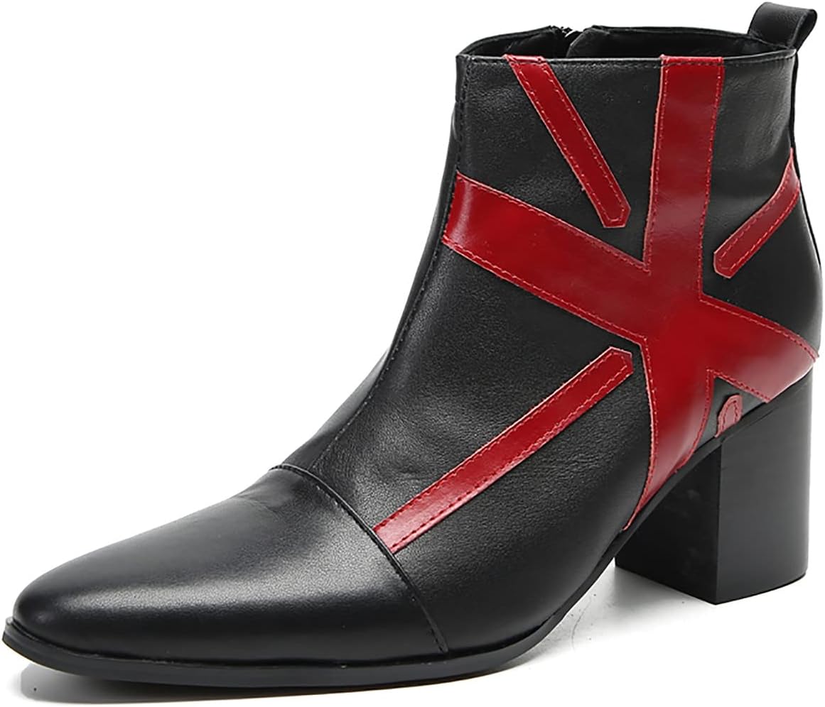 

Мужские вестерн-ботинки Chelsea Santimon - ковбойские сапоги средней высоты из натуральной кожи с боковой молнией, для диско, выпускного и танцевального зала, красный