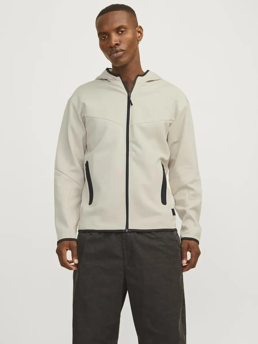 

Толстовка Jack & Jones "JCOFUSION SWEAT ZIP HOOD NOOS", цвет Moonbeam Detail:Melangé