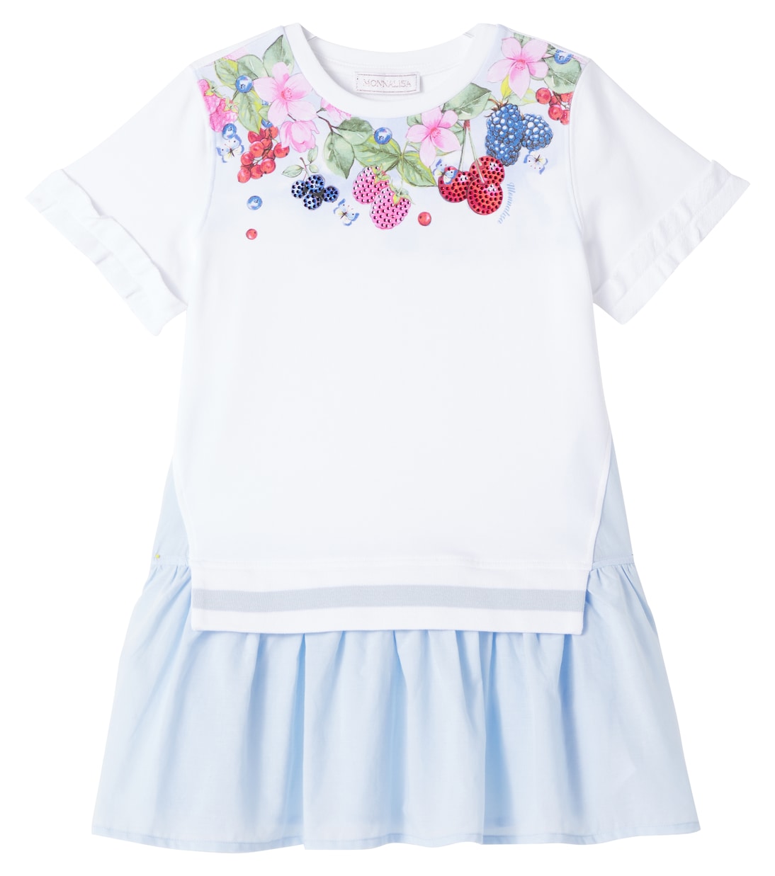 

Платье из хлопкового джерси и поплина Monnalisa, Bianco+Nuvola