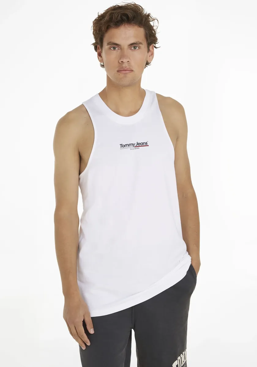 Майка Tommy Jeans Plus "TJM REG TJ FLAG TANK TOP EXT", большие размеры, белый