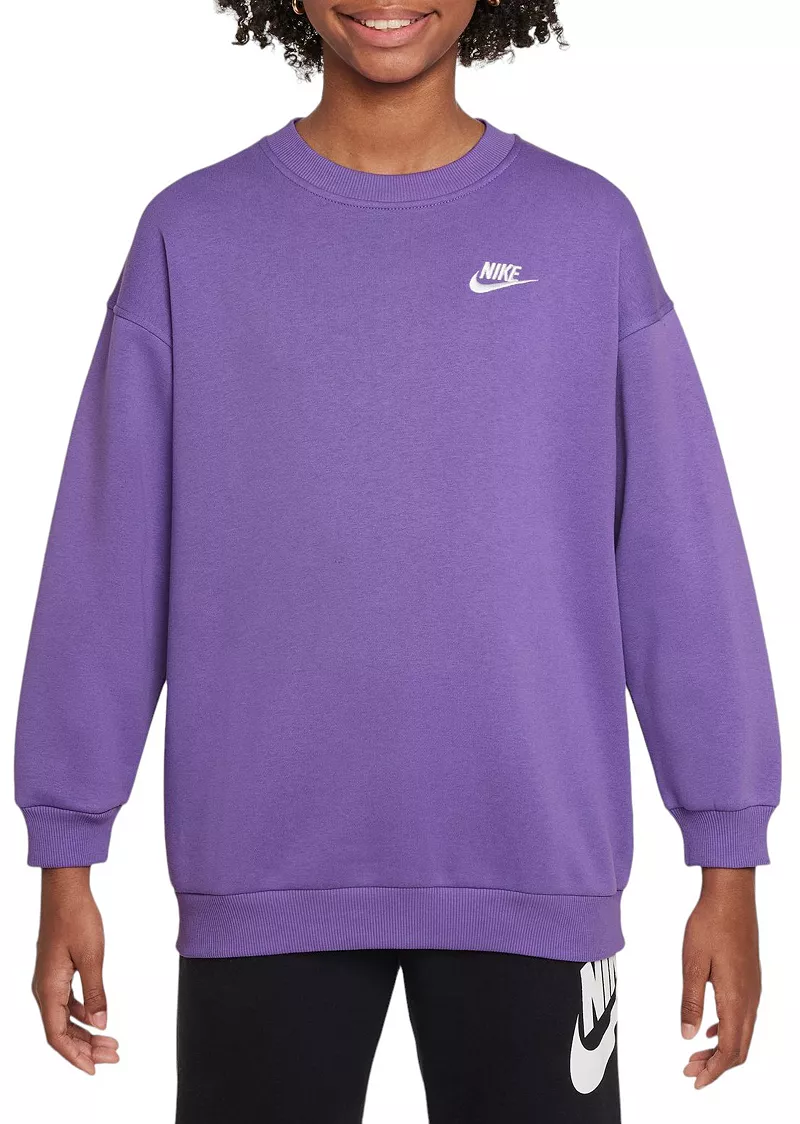 

Большой флисовый свитшот Nike Sportswear Club для девочек, цвет Black Raspberry