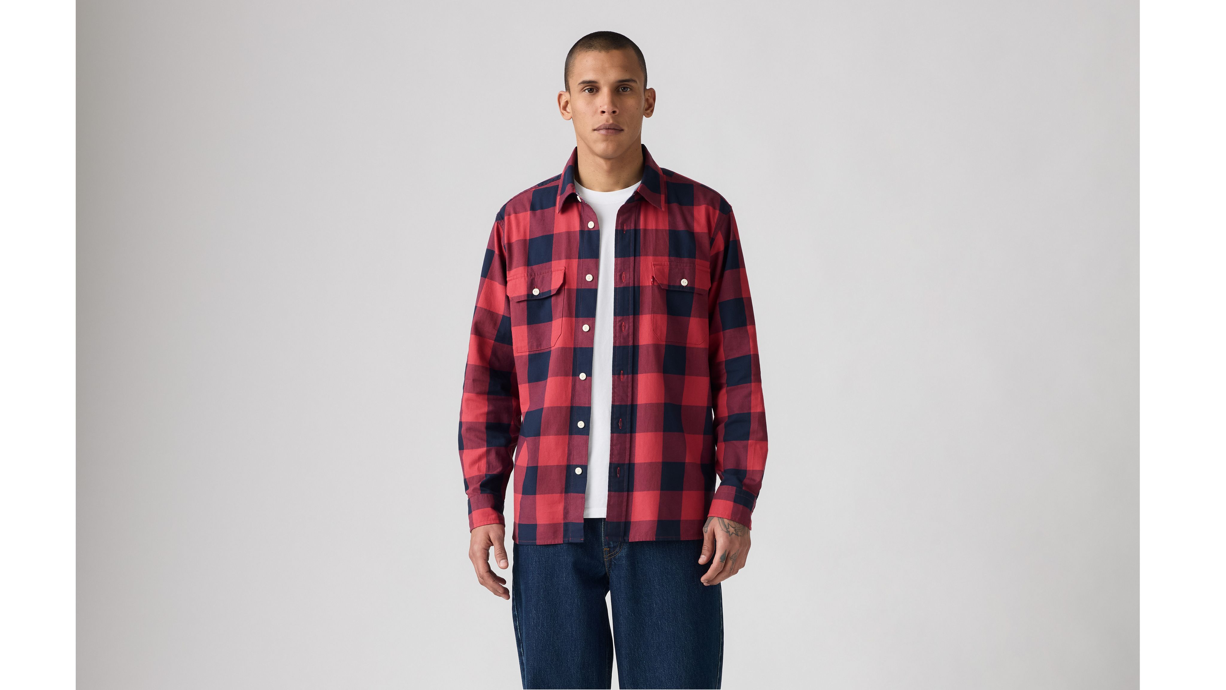 Классическая рабочая рубашка Levi's, Albany Plaid Jalapeno - Red — фото 2