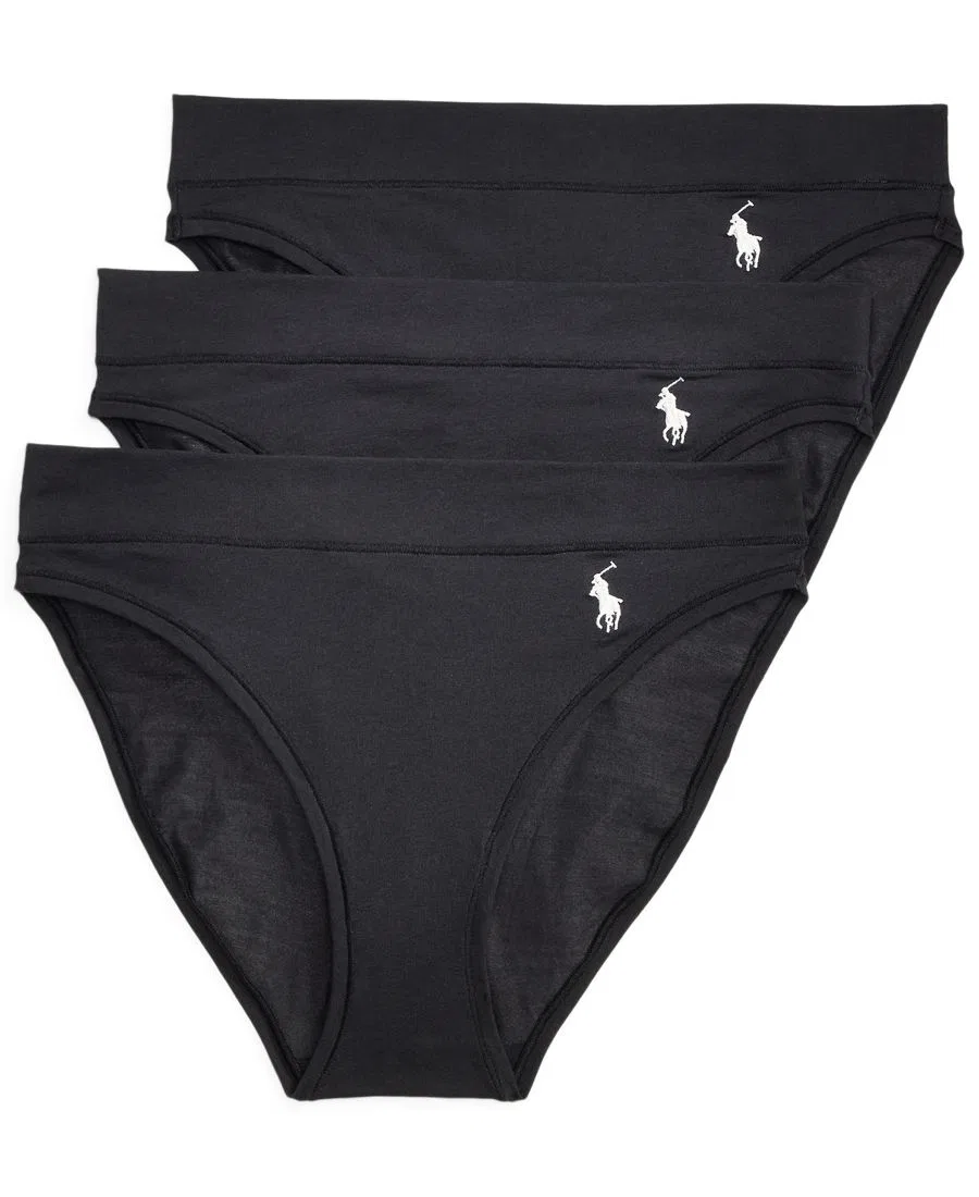 Женские хлопковые бикини-трусики Club, комплект из 3 штук Polo Ralph Lauren, цвет Onyx — фото 4