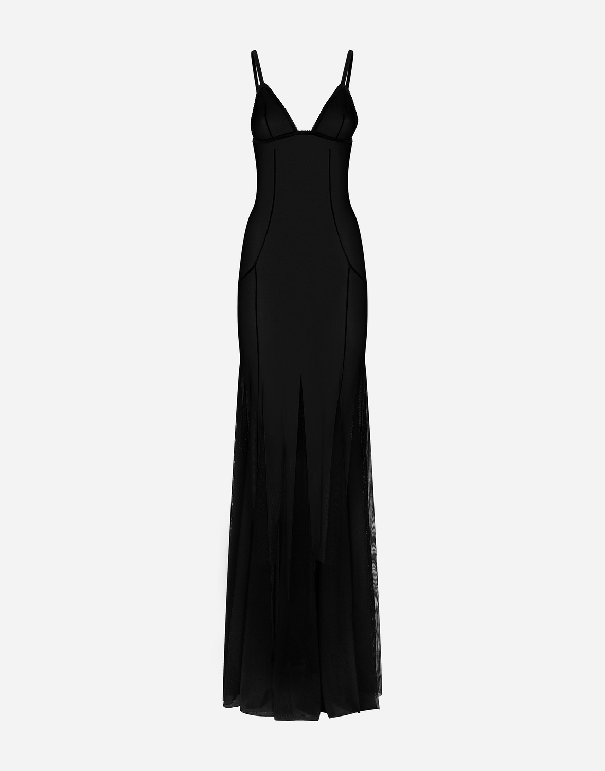 

Длинное платье-комбинация из тюля Dolce & Gabbana, черный
