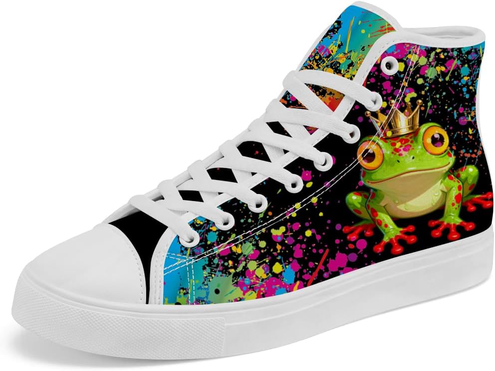 

Кеды Frog с высоким берцем, высокие холщовые кроссовки на шнуровке, повседневная обувь для женщин и мужчин Chebing, 620 Rainbow