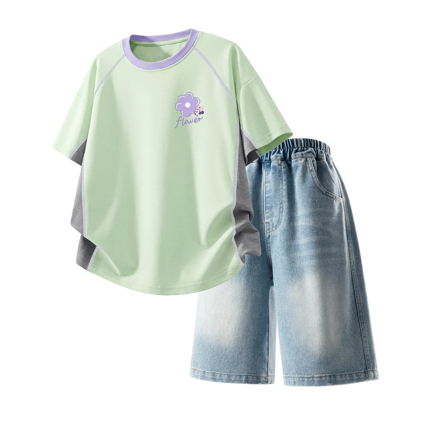 Детский спортивный костюм Casual Sportswear 2 Piece Set Disney, Dazzling Star K Gray+Solid Color Denim Blue — фото 4