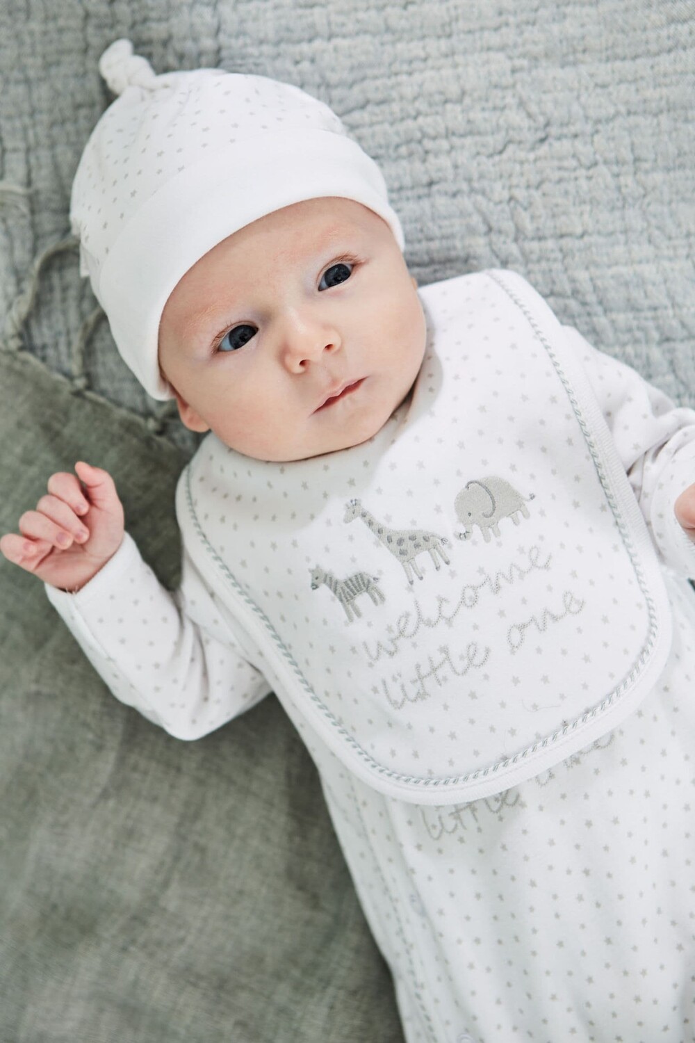 Хлопковый детский комбинезон добро пожаловать малыш Jojo Maman Bébé, белый — фото 2