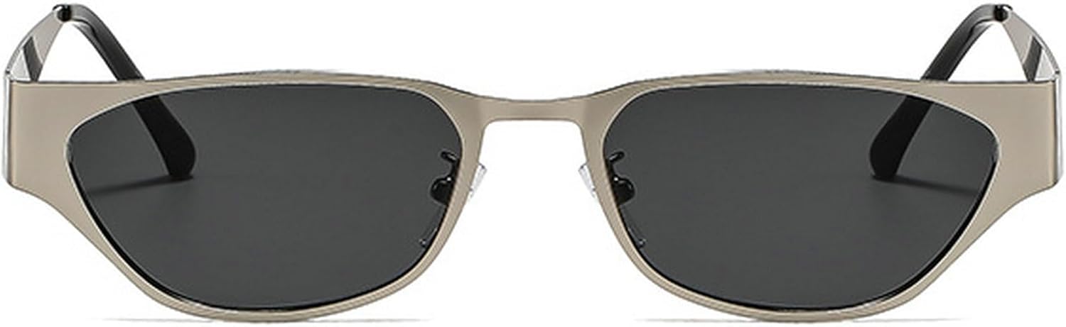 

Модные маленькие солнцезащитные очки «кошачий глаз» для женщин, золотистые линзы цвета шампанского, металлическая оправа, солнцезащитные очки 2025 года mincl, Silver Black