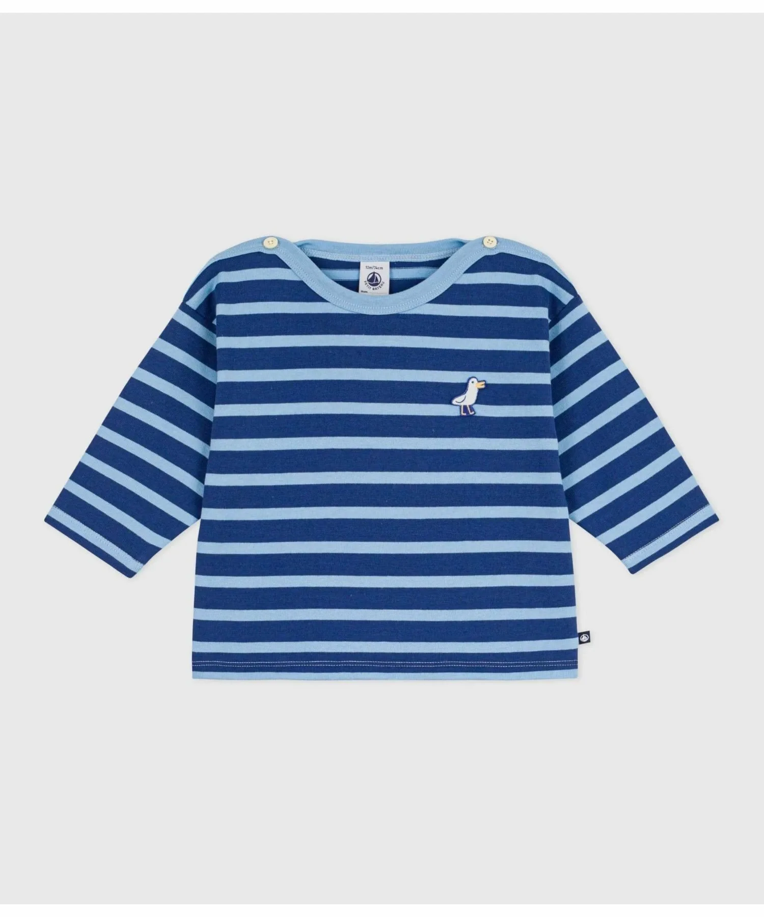 Длиннорукавный пуловер-мариньер с нашивкой PETIT BATEAU, Blue/Light Blue — фото 4