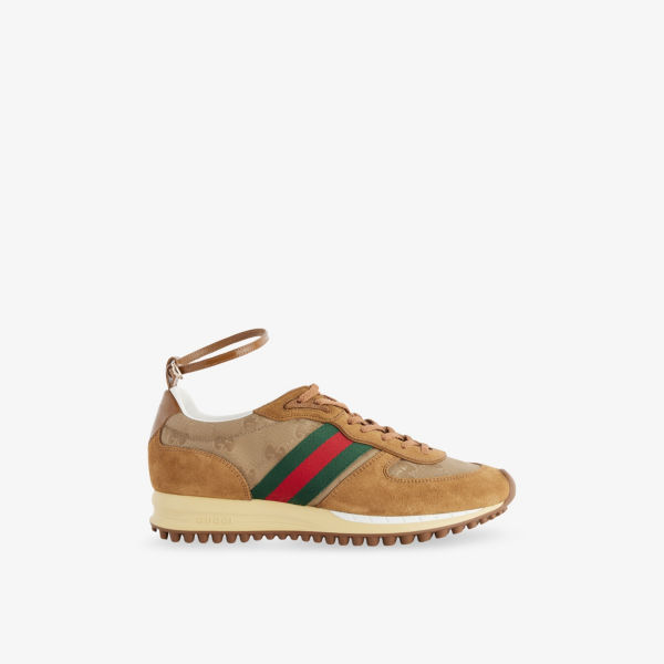 Кроссовки замшевые Gucci Nora Remotion GG, бежевый