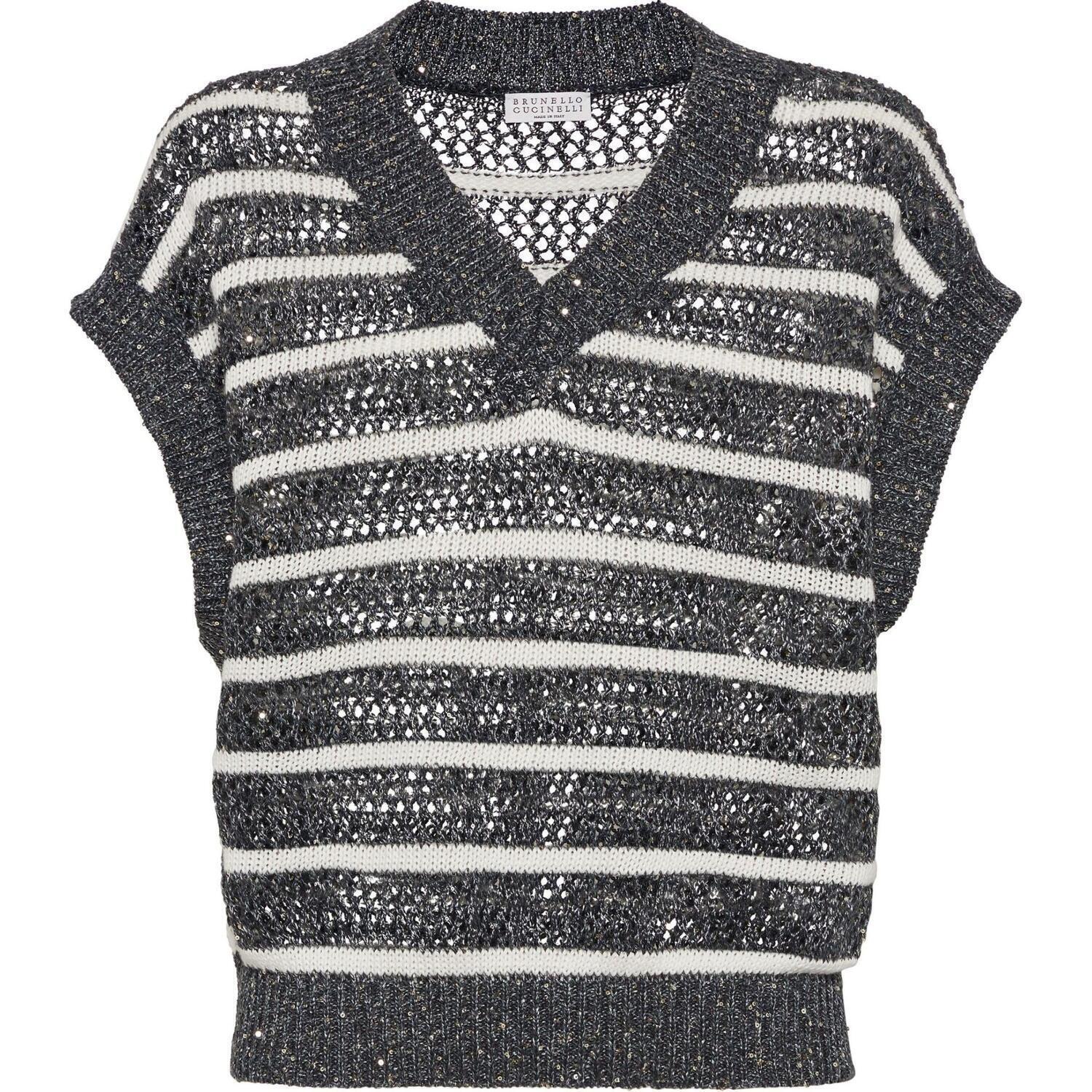 

Вязаный жилет с V-образным вырезом Brunello Cucinelli, серый