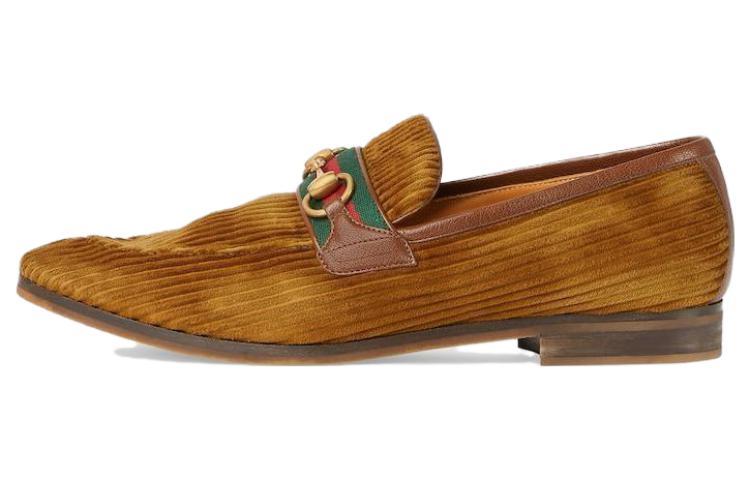 

Вельветовые кожаные лоферы с отделкой Horsebit GUCCI, Brown