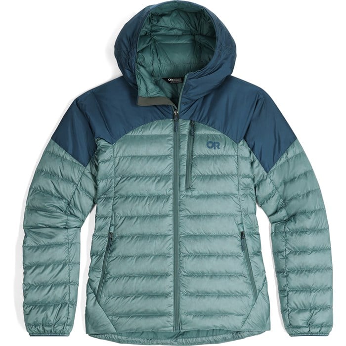 

Толстовка с капюшоном на гелиевом пуху - женская Outdoor Research, Neptune/Harbor