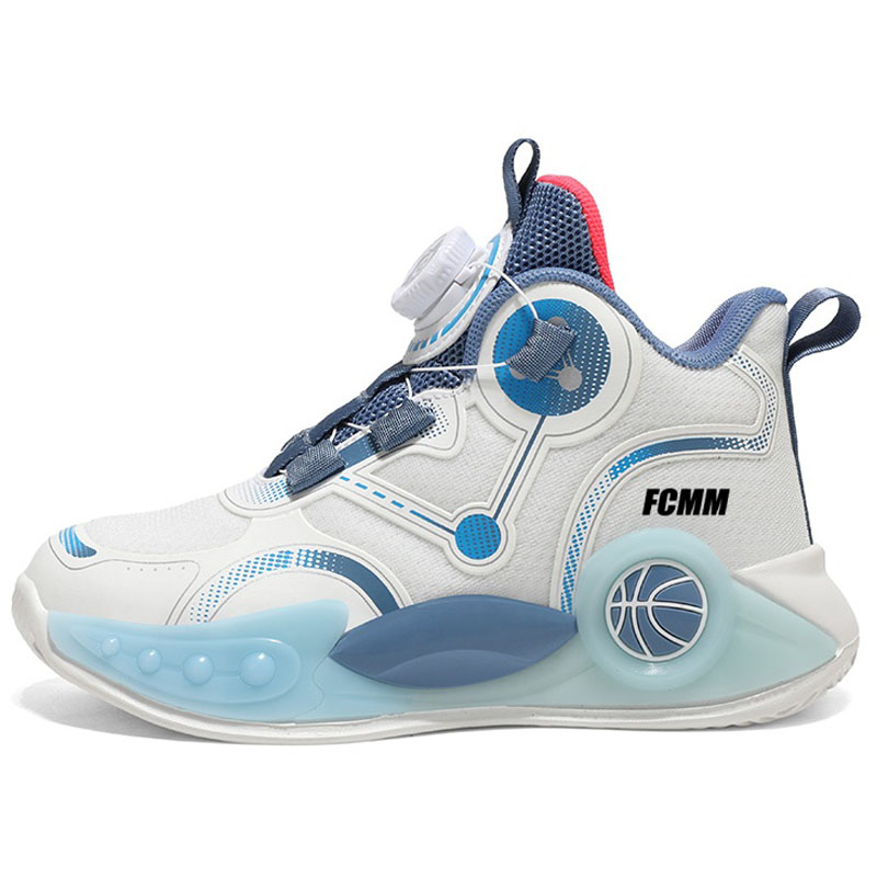 

Баскетбольные кроссовки детские, противоскользящие, износостойкие, водостойкие, легкие, с амортизацией FCMM, белый/синий