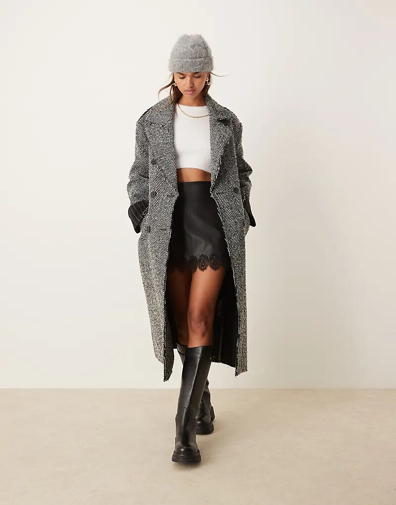 

Премиальное пальто для папы с узором «ёлочка» ASOS DESIGN