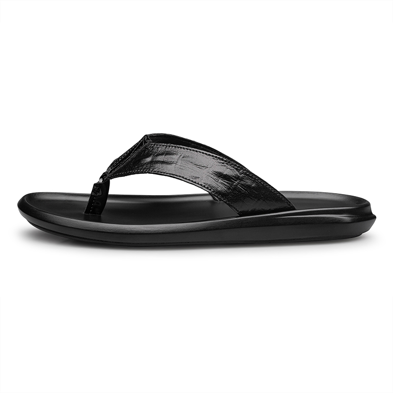 

Износостойкие и нескользящие шлепанцы мужские черные Kuding, Black