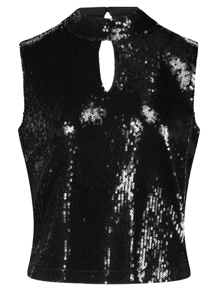 

Топ с пайетками и воротником-стойкой черного цвета Vera Mont