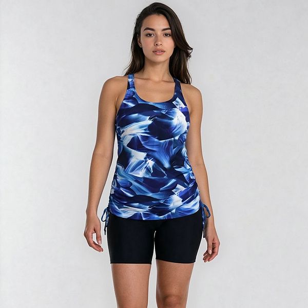 

Женский топ-танкини Maya с встроенным бюстгальтером и черные шорты для плавания до середины бедра Calypsa Llc, Navy Wave, Черный, Женский топ-танкини Maya с встроенным бюстгальтером и черные шорты для плавания до середины бедра Calypsa Llc, Navy Wave