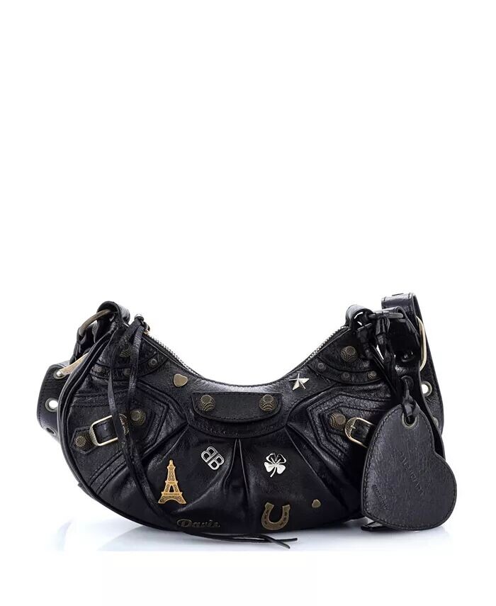 

XS Le Cagole Giant Studs Сумка на плечо Pin Украшенная кожа Pre-Owned Balenciaga, черный