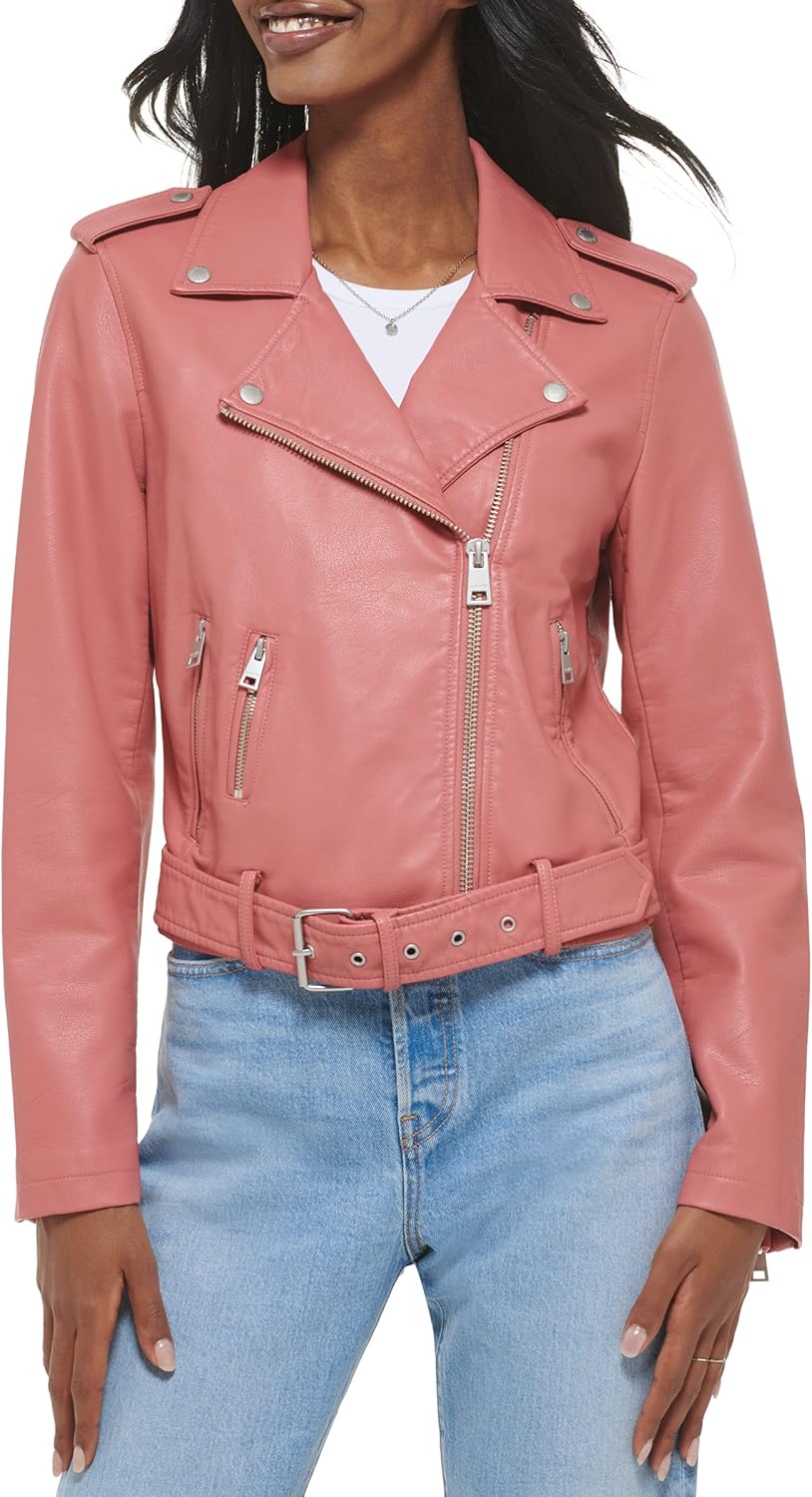 

Levi's Женская куртка-косуха из искусственной кожи с поясом, Winter Rose