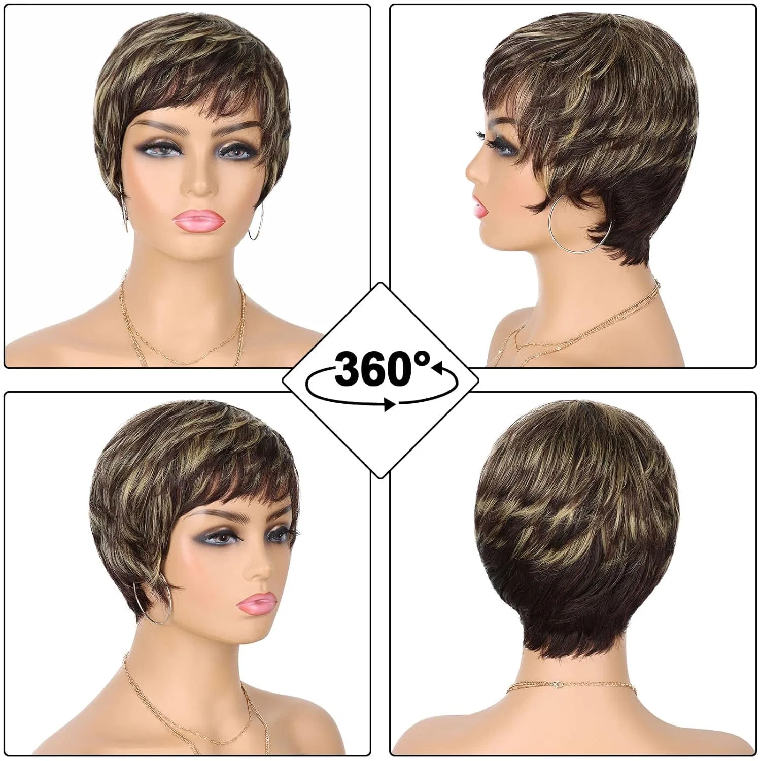 Короткий парик «Pixie Cut» из натуральных волос Fereowth — фото 2