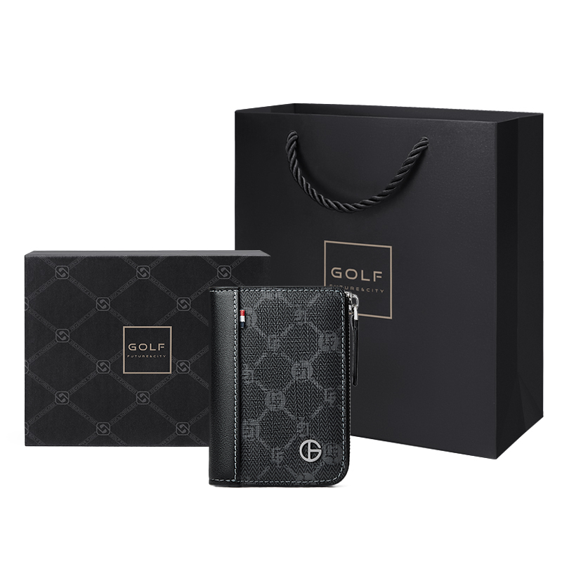 

GOLF Кожаный бумажник Монетница Портфель для документов Раскладной картхолдер, Black (Upgraded Box Included)