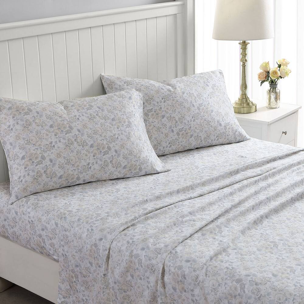 

Комплект простыней Laura Ashley из хлопка с атласом плотностью 300 ниток с принтом, цвет Rosemarie Blue