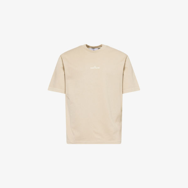 

Футболка из хлопка с круглым вырезом и графическим принтом Stone Island, цвет desert