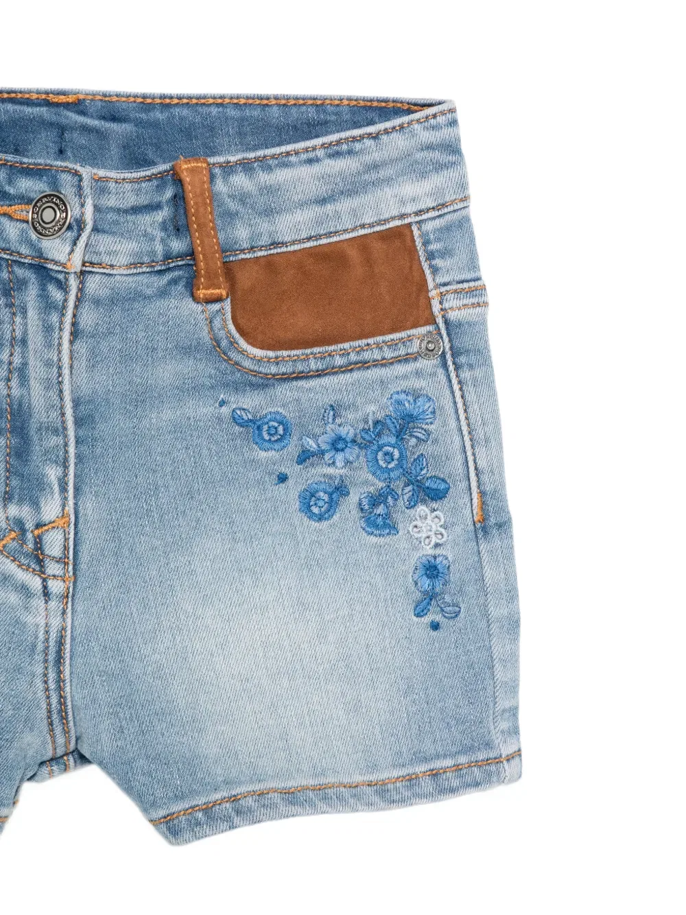 Шорты с цветочной вышивкой Ermanno Scervino Junior, синий — фото 3
