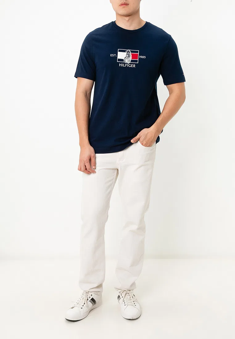 Футболка с логотипом, crew neck, Tommy Hilfiger, темно-синий — фото 4