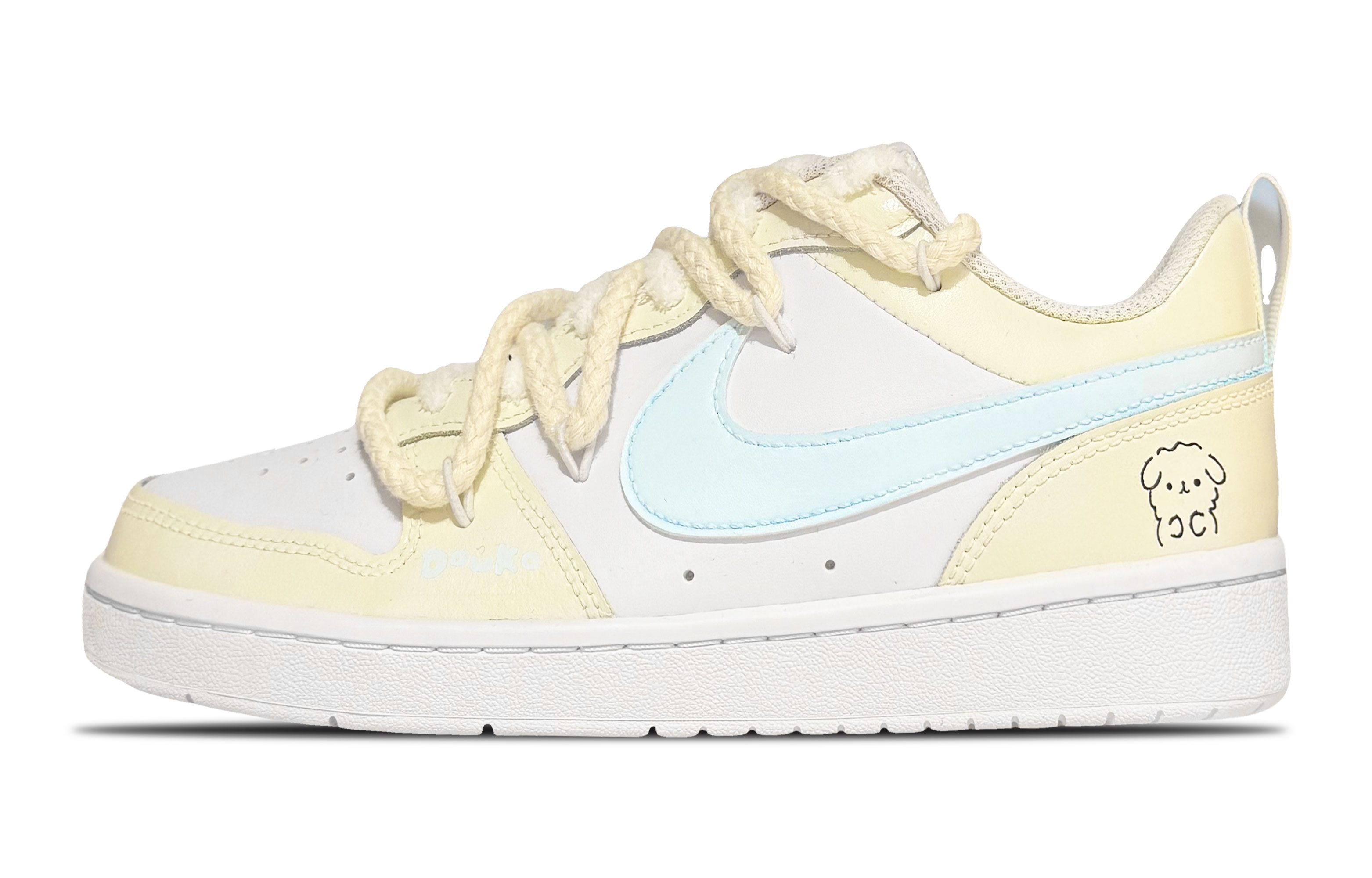 

Nike Court Borough 2 устойчивые к истиранию лоу-топ детские скейтбординг кроссовки yellow green