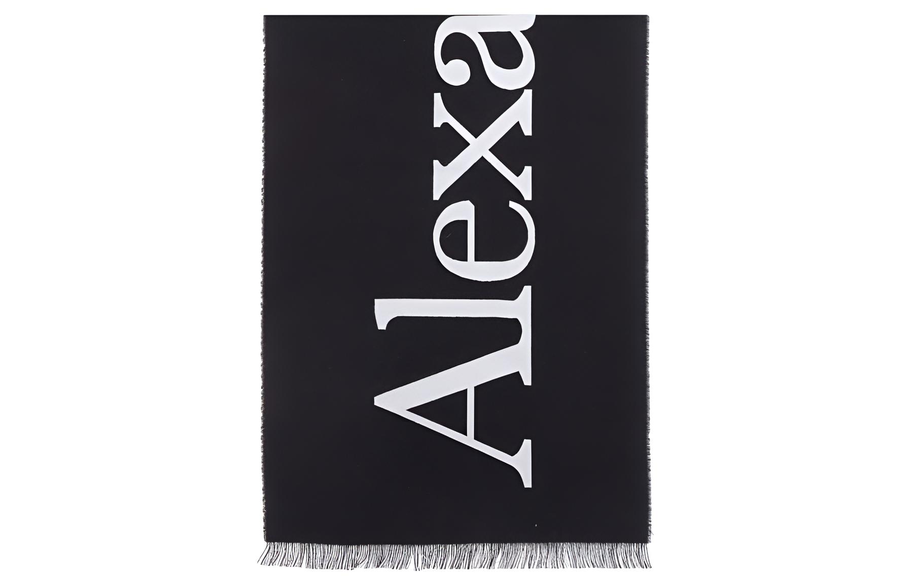 

Alexander McQueen Шарф с интарсией и бахромой Logo, Black