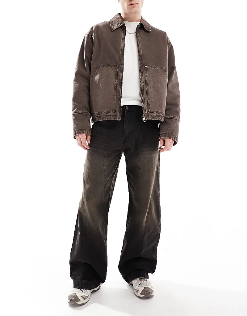 

Джинсы Skate Fit черного цвета с потертостями Pull&Bear