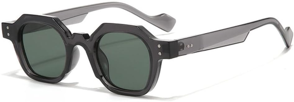 

Винтажные солнцезащитные очки Polygon для женщин, модные шестиугольные линзы с прозрачным покрытием Ocean, защита от УФ-излучения UV400, солнцезащитные очки для мужчин с заклепками TVTBBVV, Grey