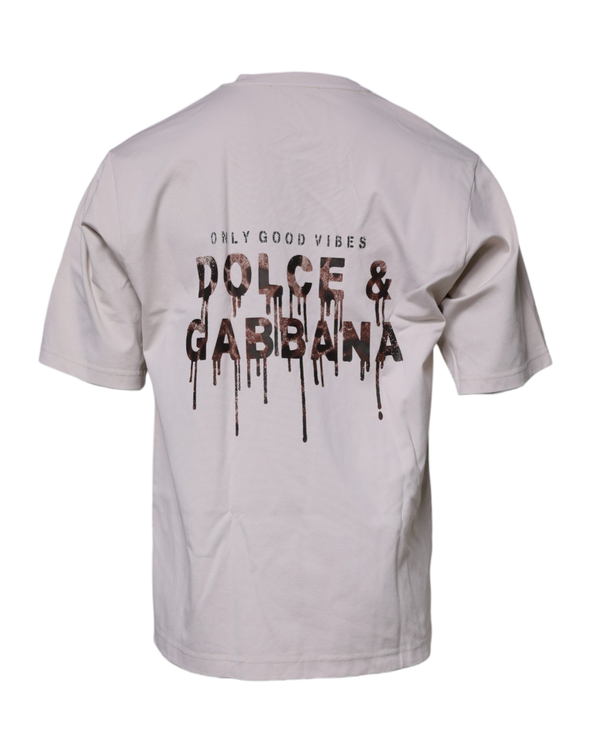 Бежевая футболка с круглым вырезом и короткими рукавами с логотипом DG Dolce & Gabbana — фото 4