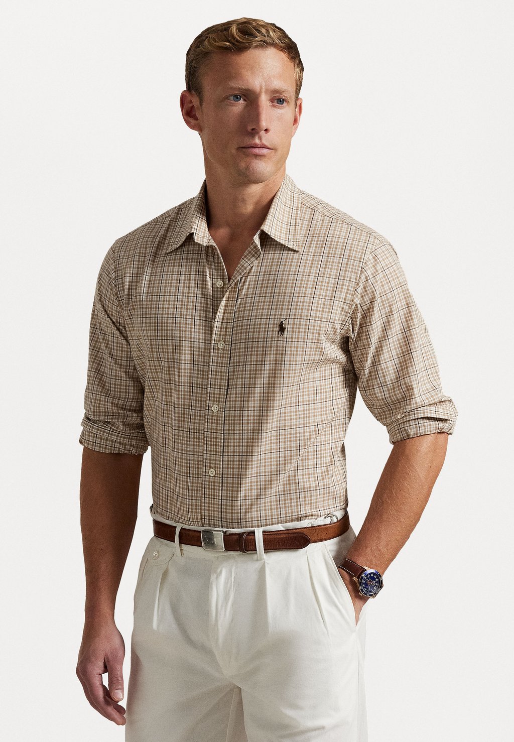 

Рубашка CUSTOM FIT CHECKED STRETCH POPLIN SHIRT Polo Ralph Lauren, оранжевый