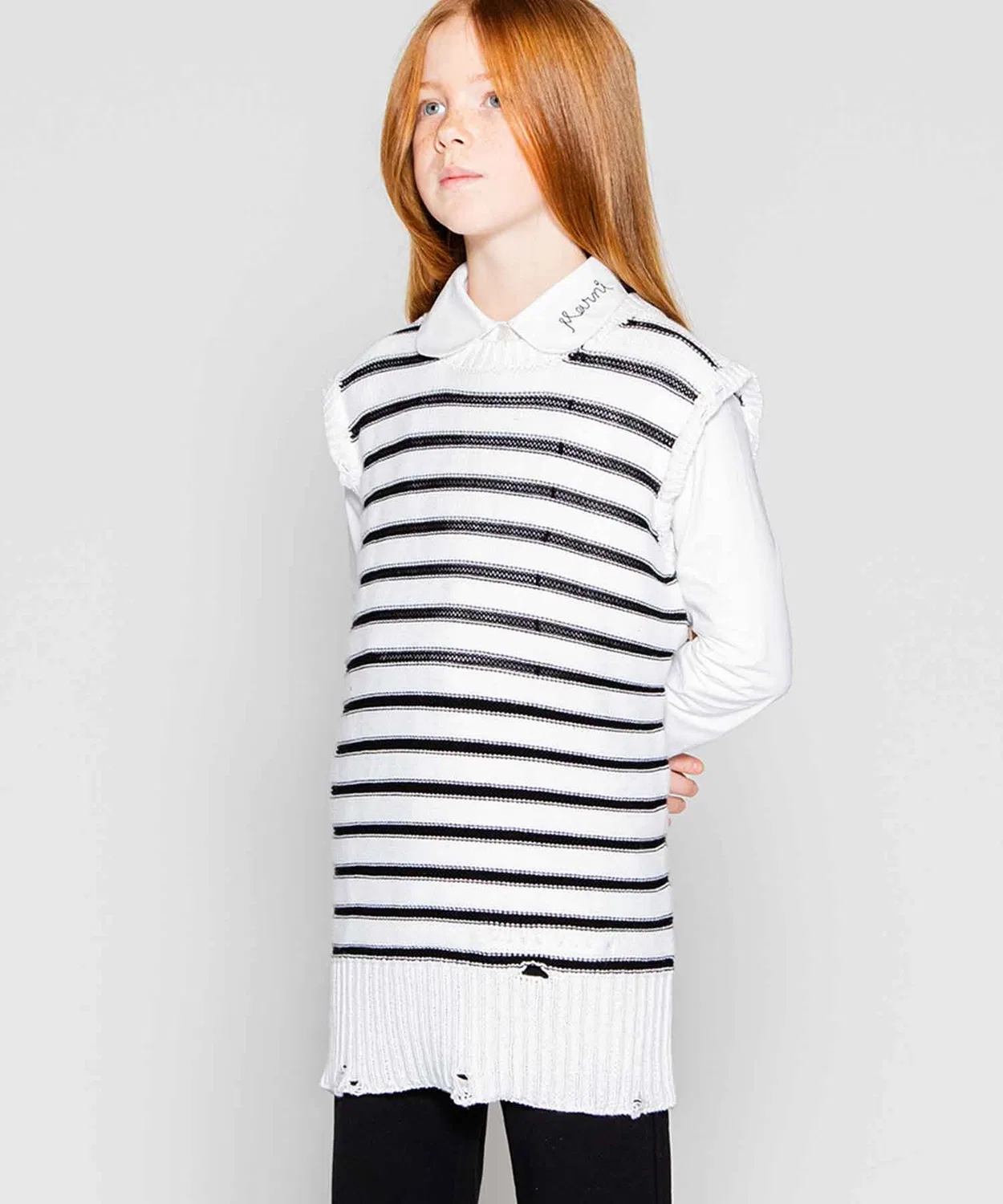Жилет полосатый MM6 Maison Margiela Kids & Junior белый