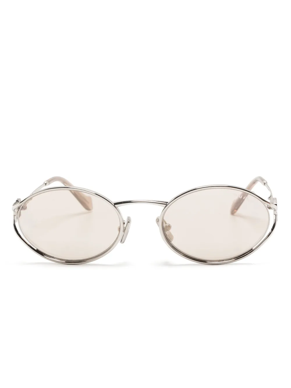 

Солнцезащитные очки в овальной оправе Miu Miu Eyewear, серебяный