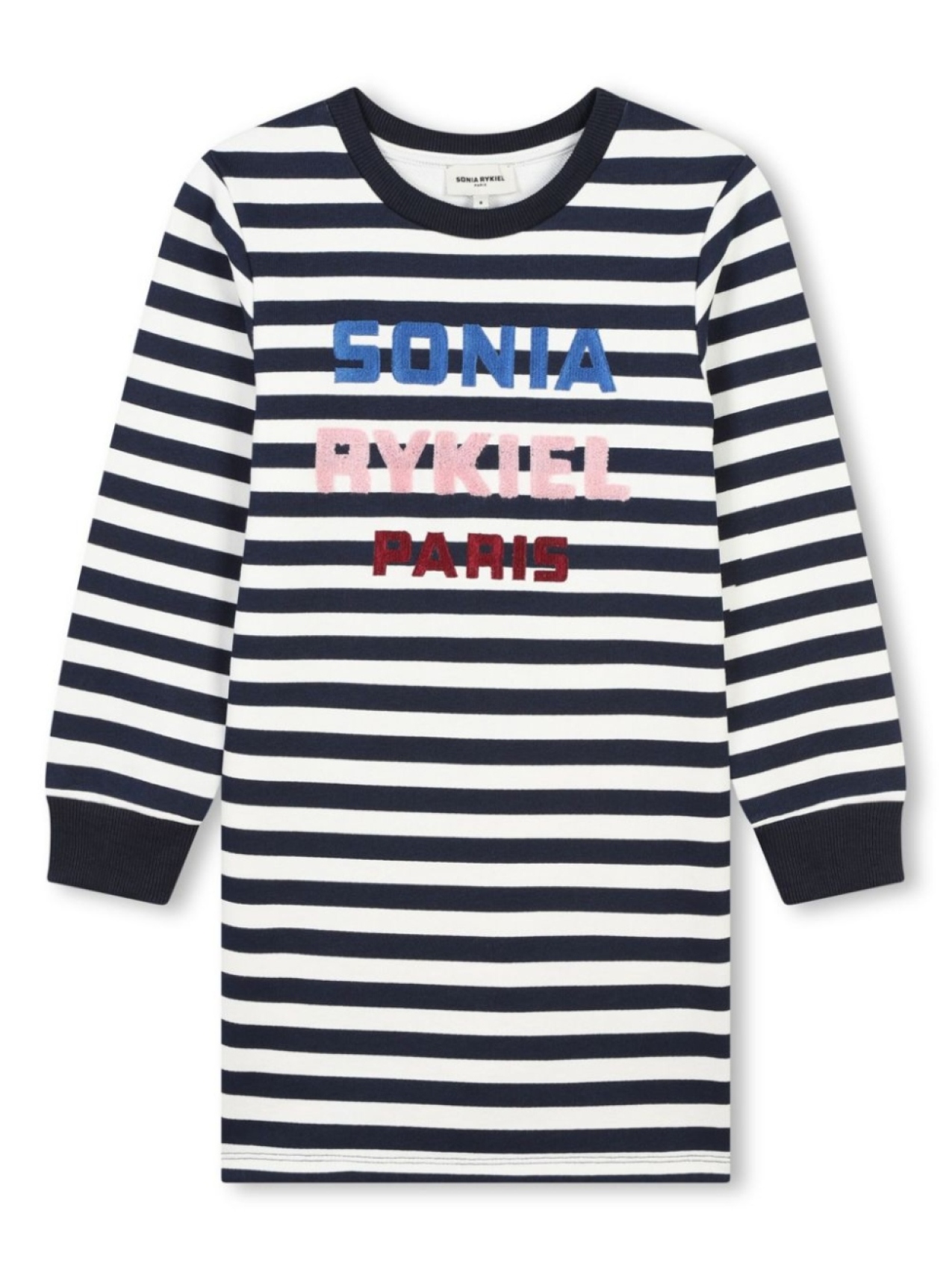 

SONIA RYKIEL ENFANT полосатое платье с вышитым логотипом, черный