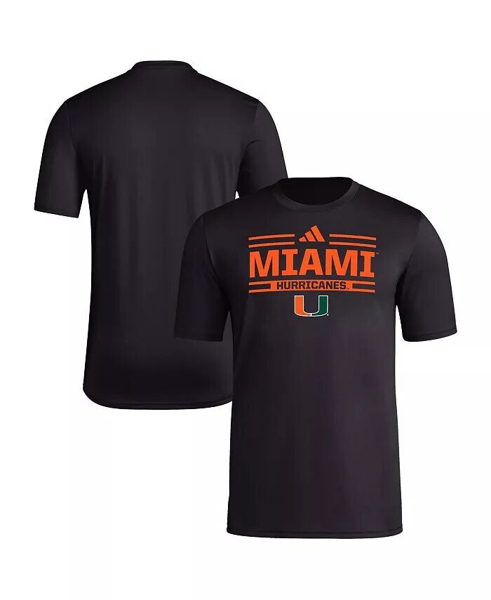 

Мужская черная футболка Miami Hurricanes Strategy Pre-Game adidas