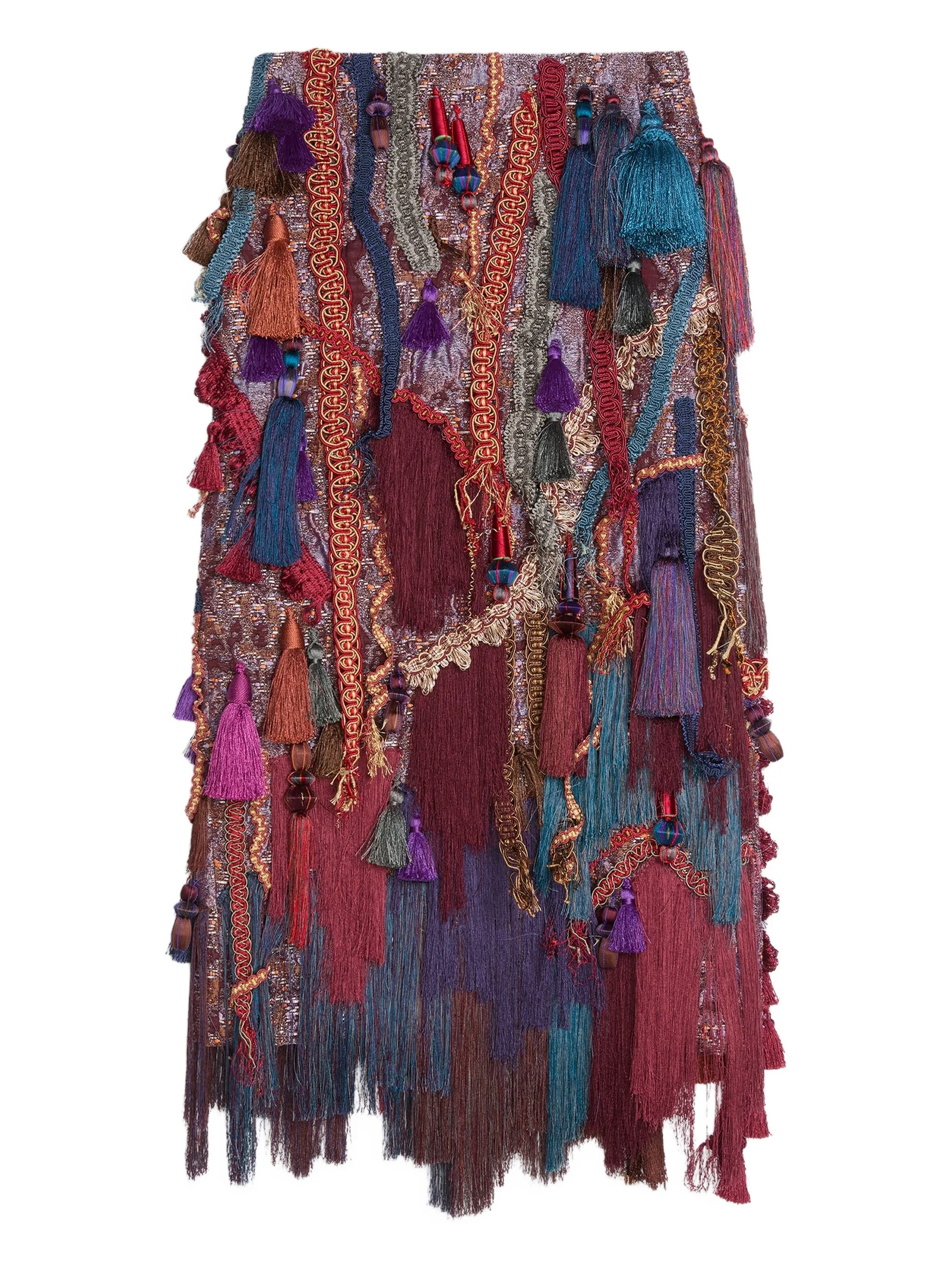 

Юбка миди с кисточками Dries Van Noten, красный