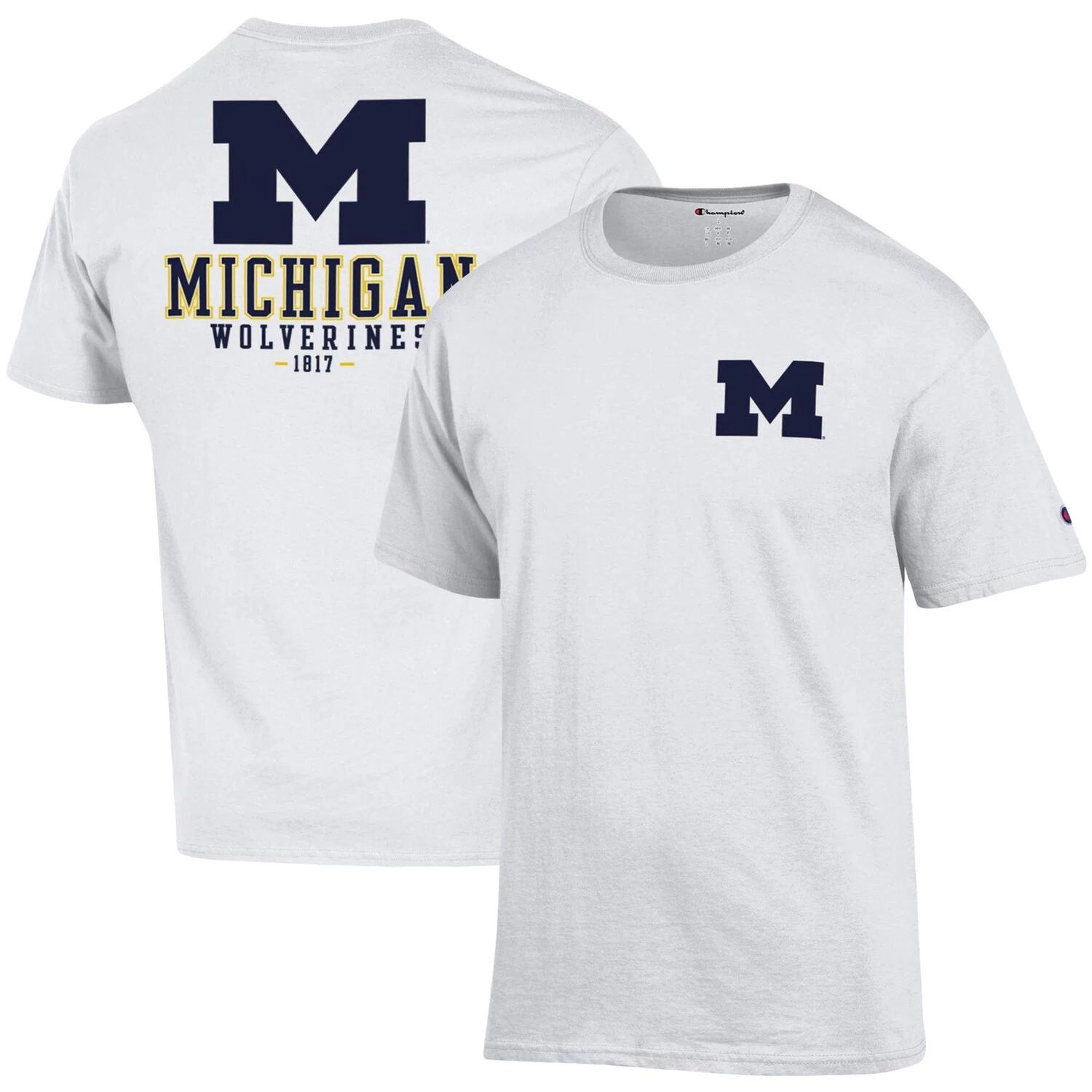 

Мужская футболка Champion White Michigan Wolverines Stack 2-Hit