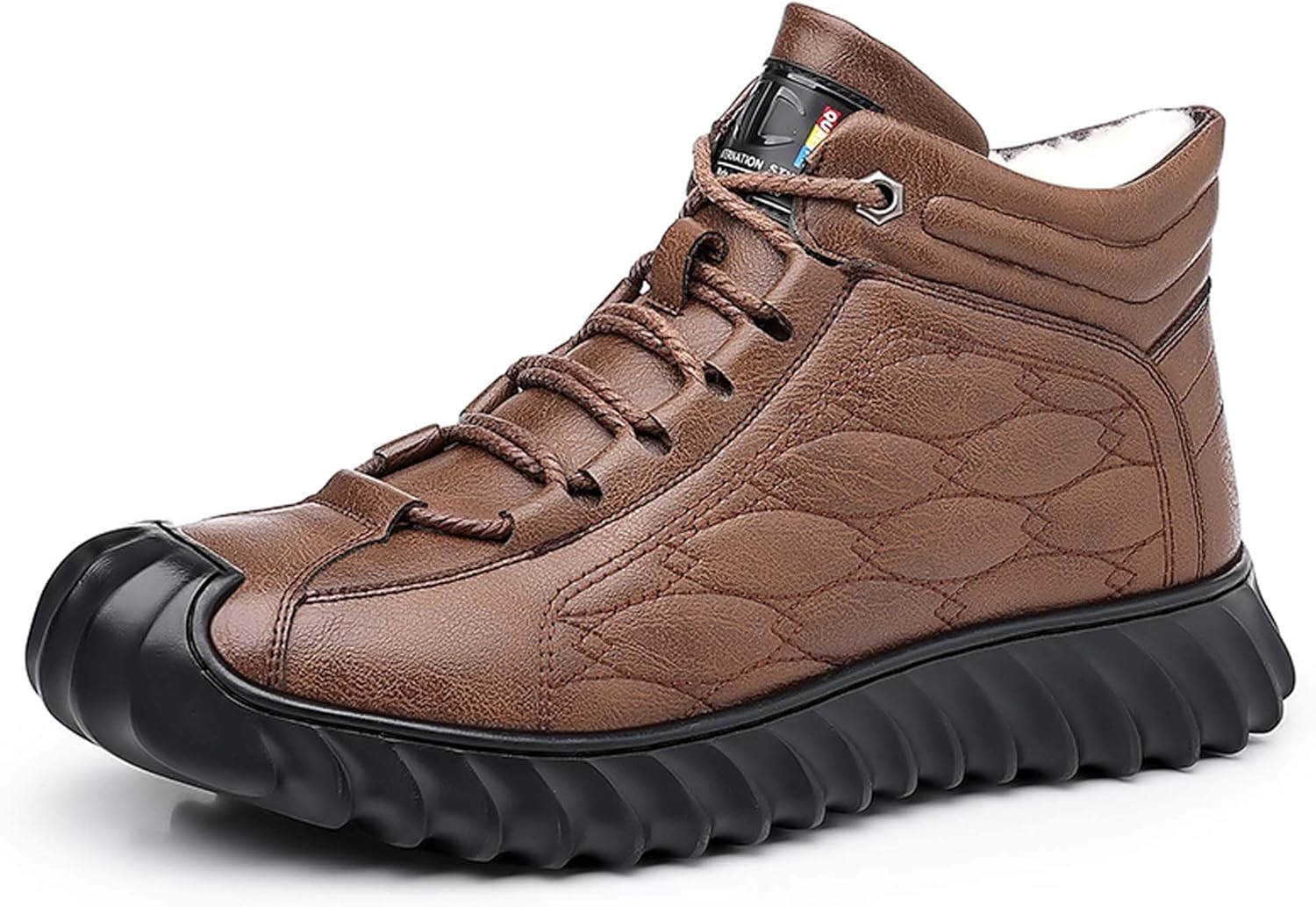 

Мужские зимние кожаные снежные ботинки Northeast с кашемиром, водонепроницаемые и теплые для походов Generic, коричневый