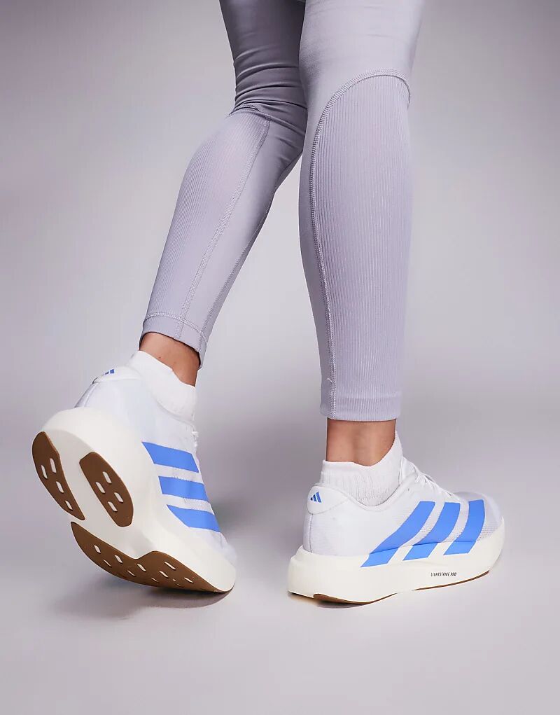 Кроссовки adidas Running Adizero EVO SL белого и синего цветов Adidas Performance — фото 4